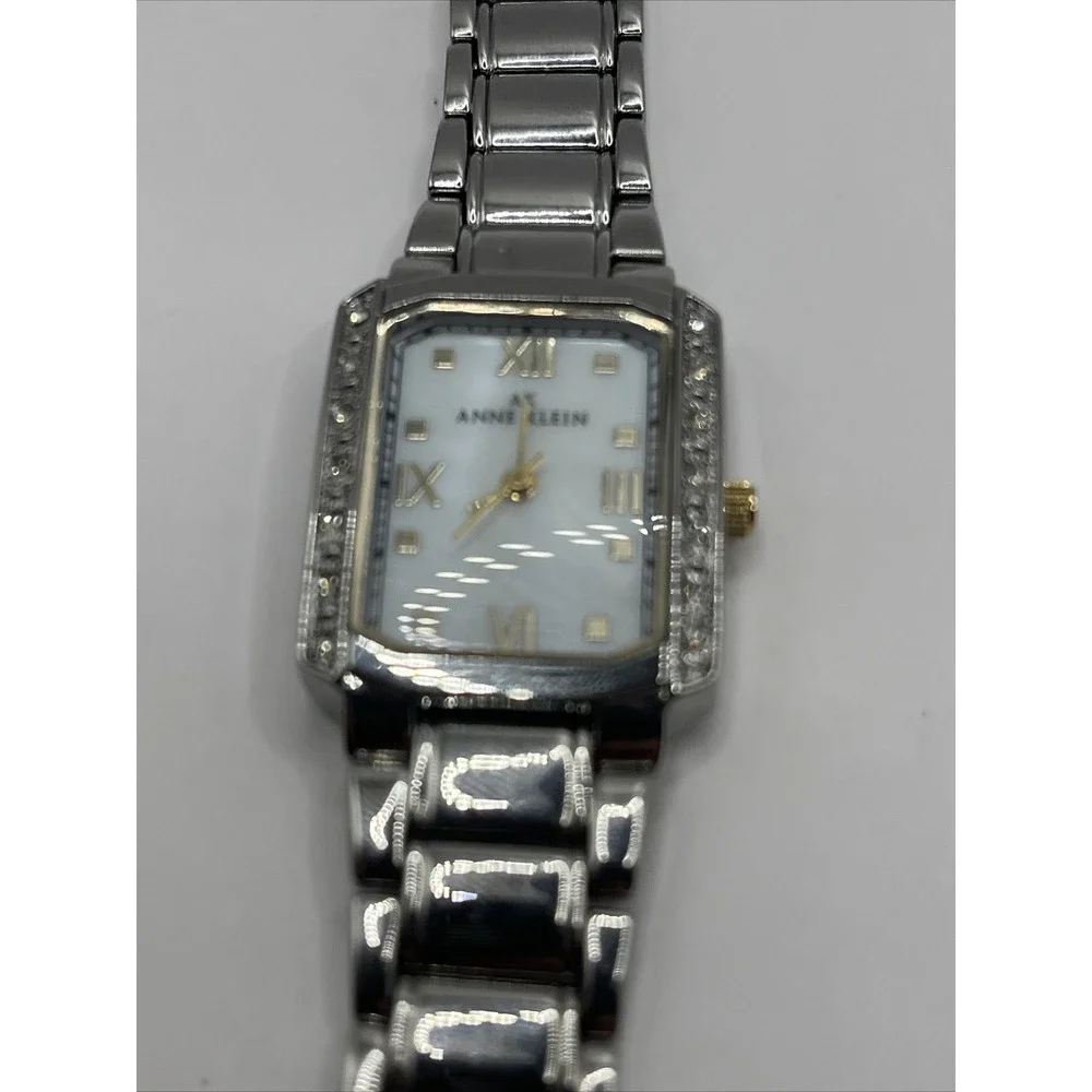 Anne Klein Women's MOP Dial Quartz Watch Swarovski Crystals 10/9609- New Battery